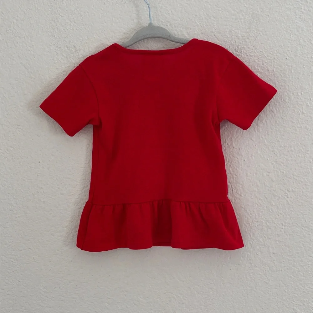 Vintage Walt Disney Snow White Seven Dwarfs Red Peplum T-Shirt Top Size 2T